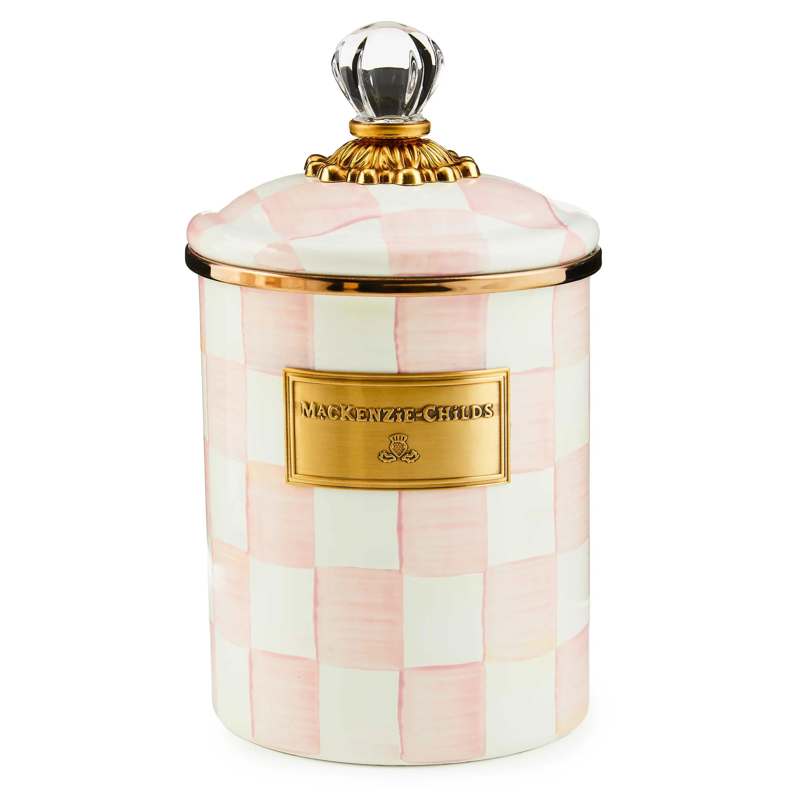 MacKenzie-Childs Rosy Check Medium Canister| Spring|Room Accents