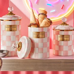 MacKenzie-Childs Rosy Check Medium Canister| Spring|Room Accents