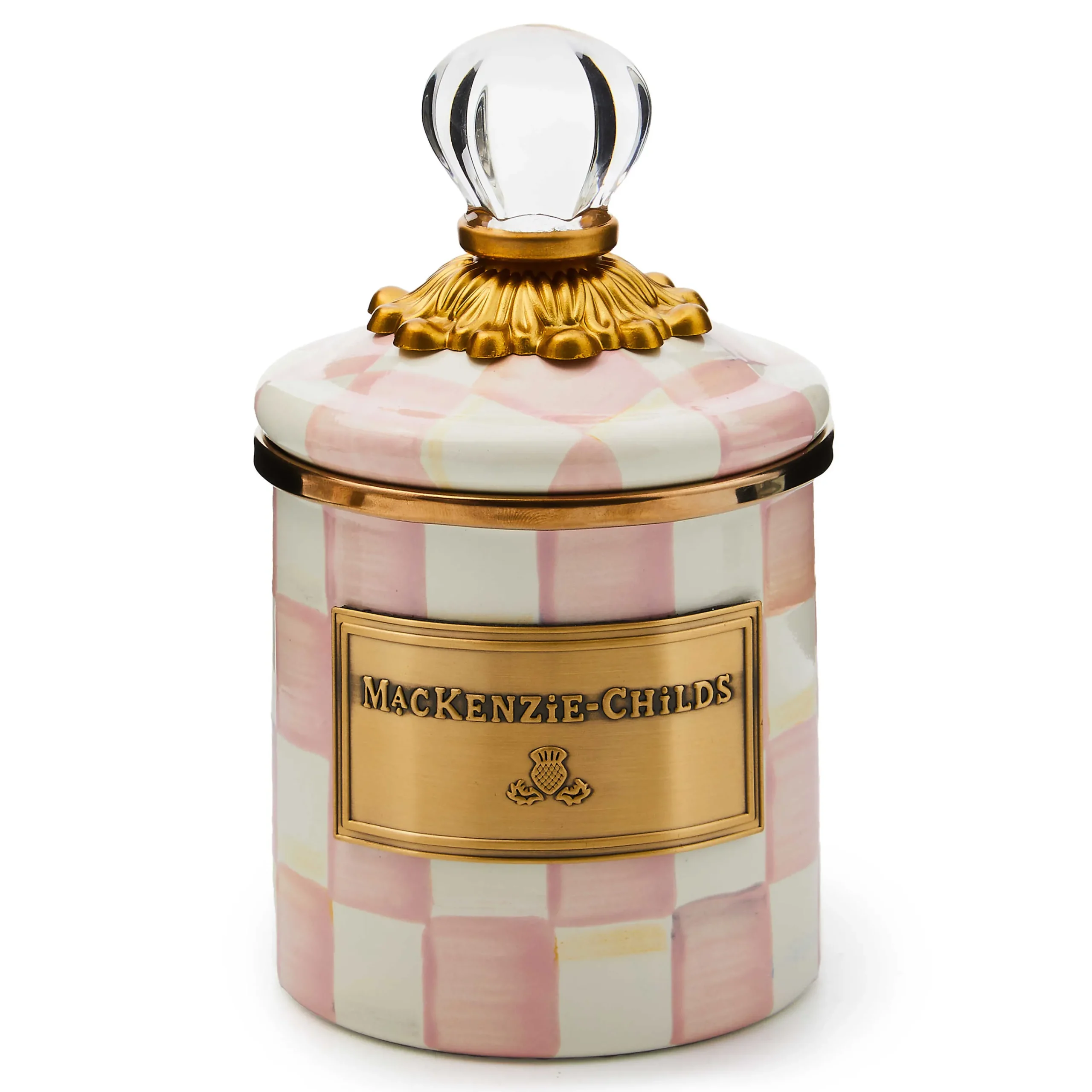 MacKenzie-Childs Rosy Check Mini Canister| Room Accents|Kitchen Storage & Organization