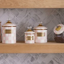 MacKenzie-Childs Rosy Check Mini Canister| Room Accents|Kitchen Storage & Organization