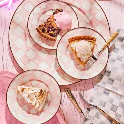 MacKenzie-Childs Rosy Check Salad/Dessert Plate| Easter|Spring