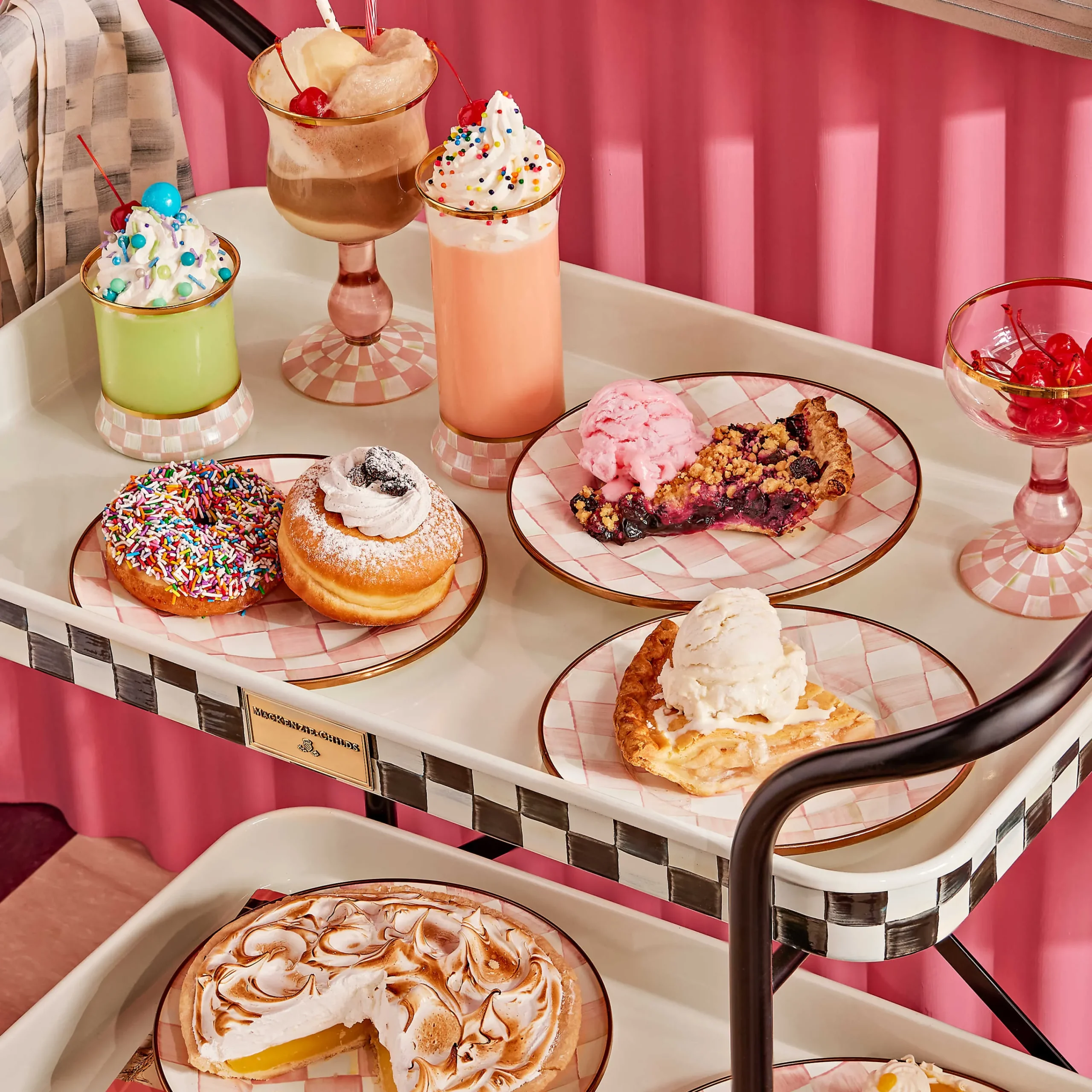MacKenzie-Childs Rosy Check Salad/Dessert Plate| Easter|Spring
