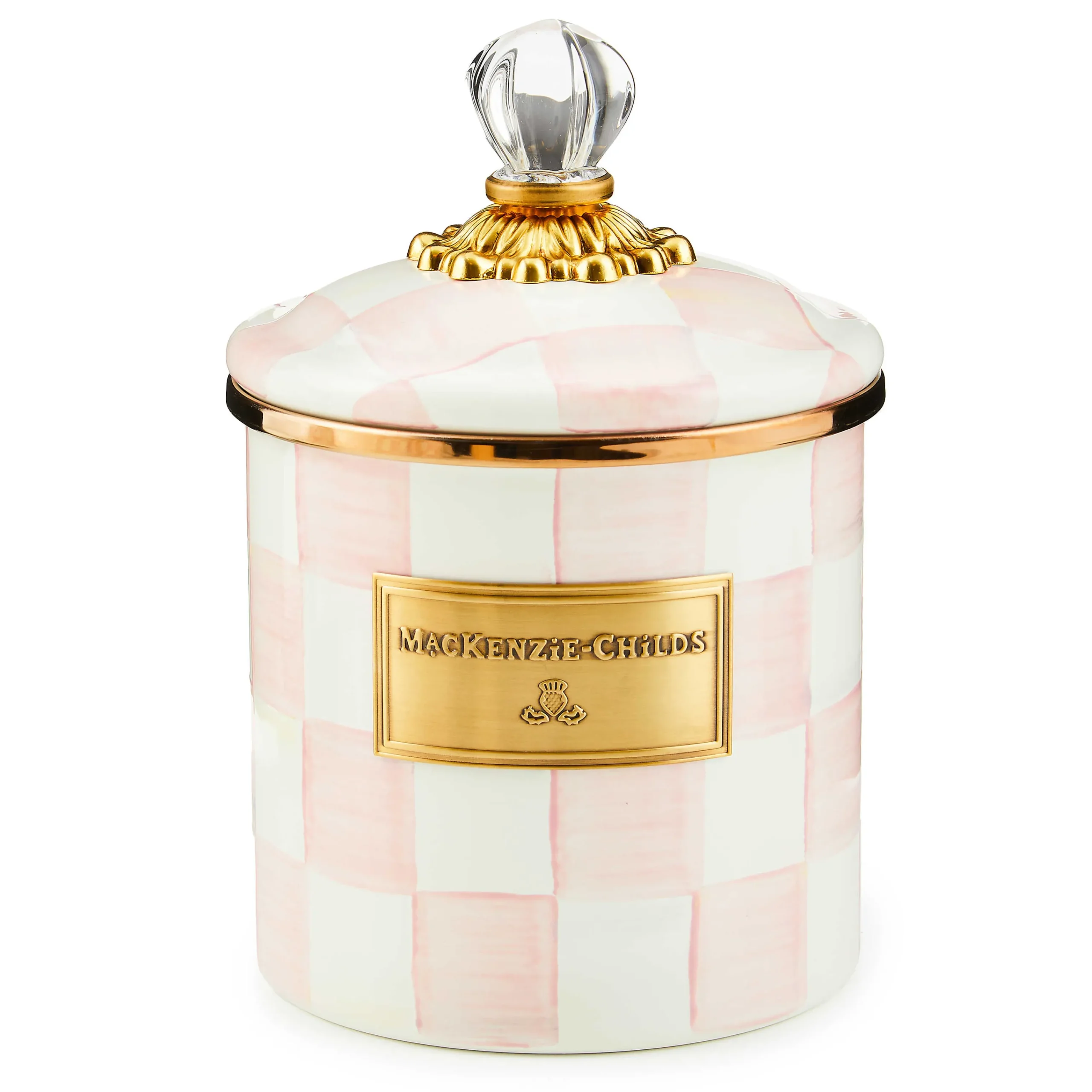 MacKenzie-Childs Rosy Check Small Canister| Spring|Room Accents