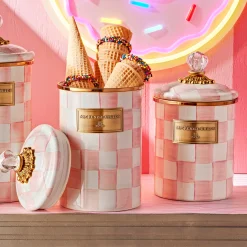 MacKenzie-Childs Rosy Check Small Canister| Spring|Room Accents