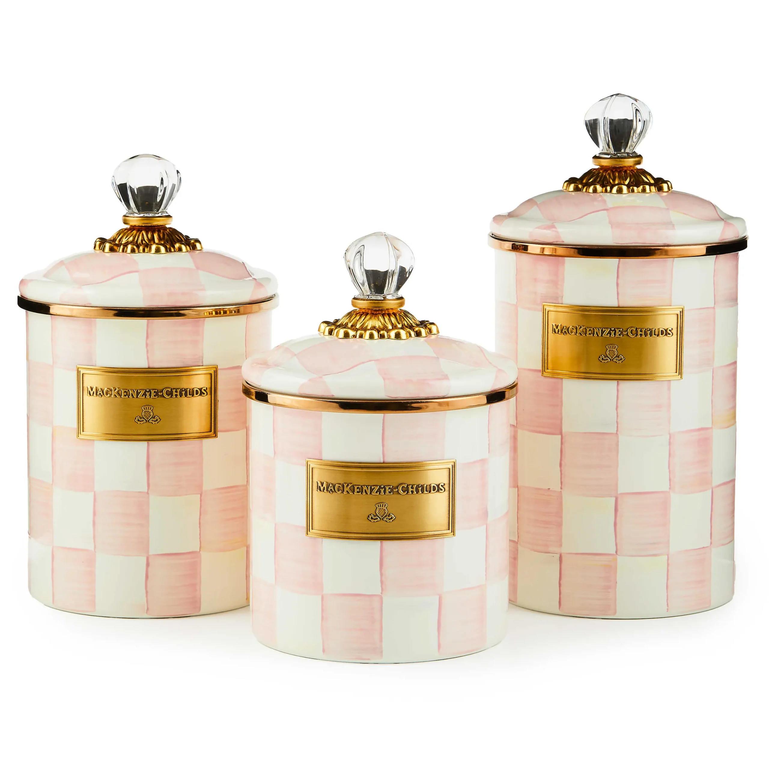 MacKenzie-Childs Rosy Check Small Canister| Spring|Room Accents