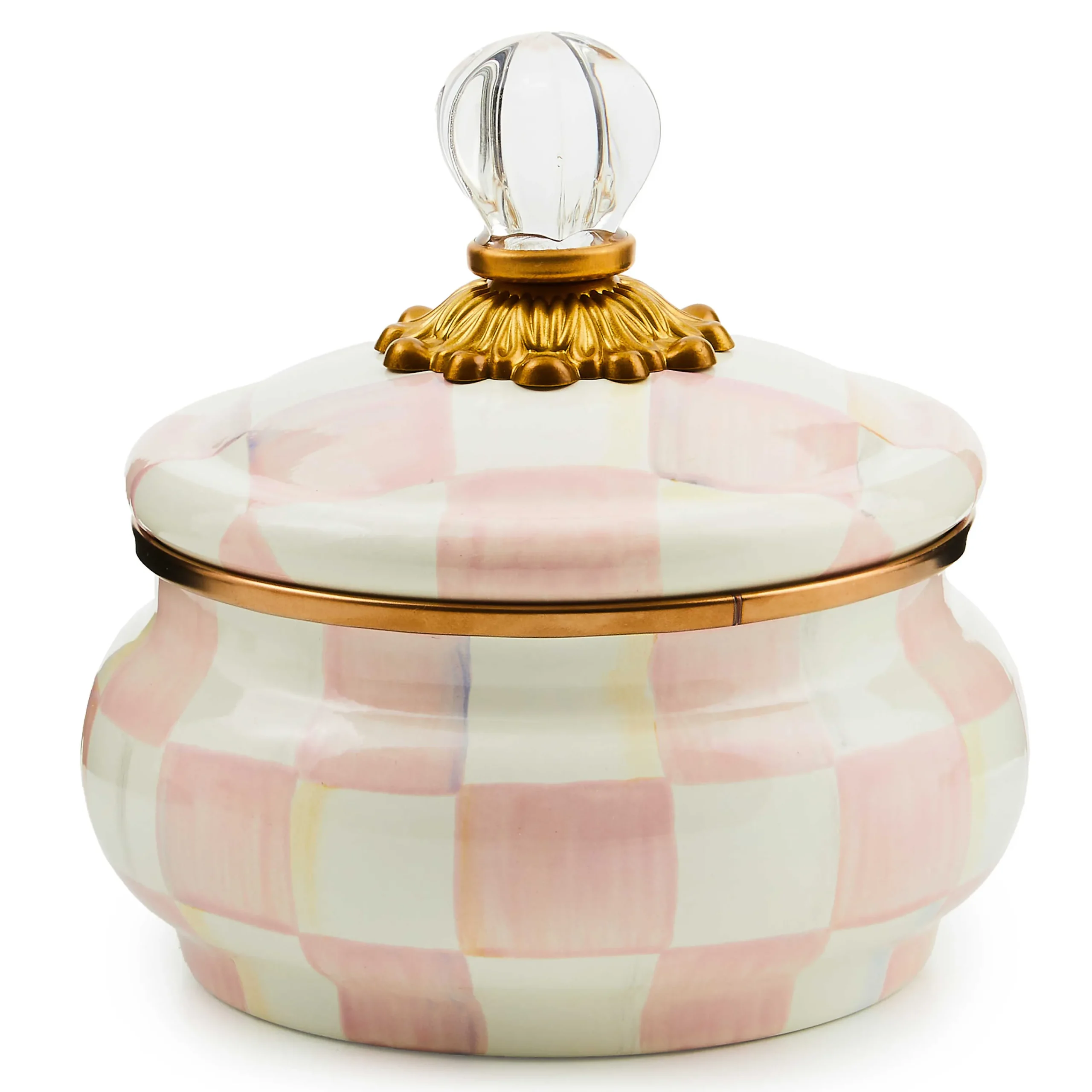MacKenzie-Childs Rosy Check Squashed Pot| Spring|Bath & Bath Accessories