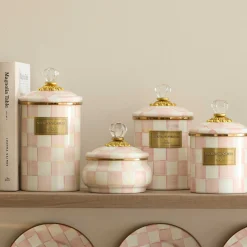MacKenzie-Childs Rosy Check Squashed Pot| Spring|Bath & Bath Accessories