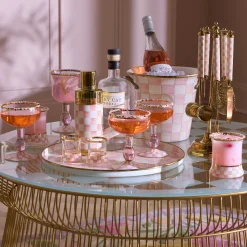 MacKenzie-Childs Rosy Check Tumbler Glass, Set of 2| Spring|Drinkware