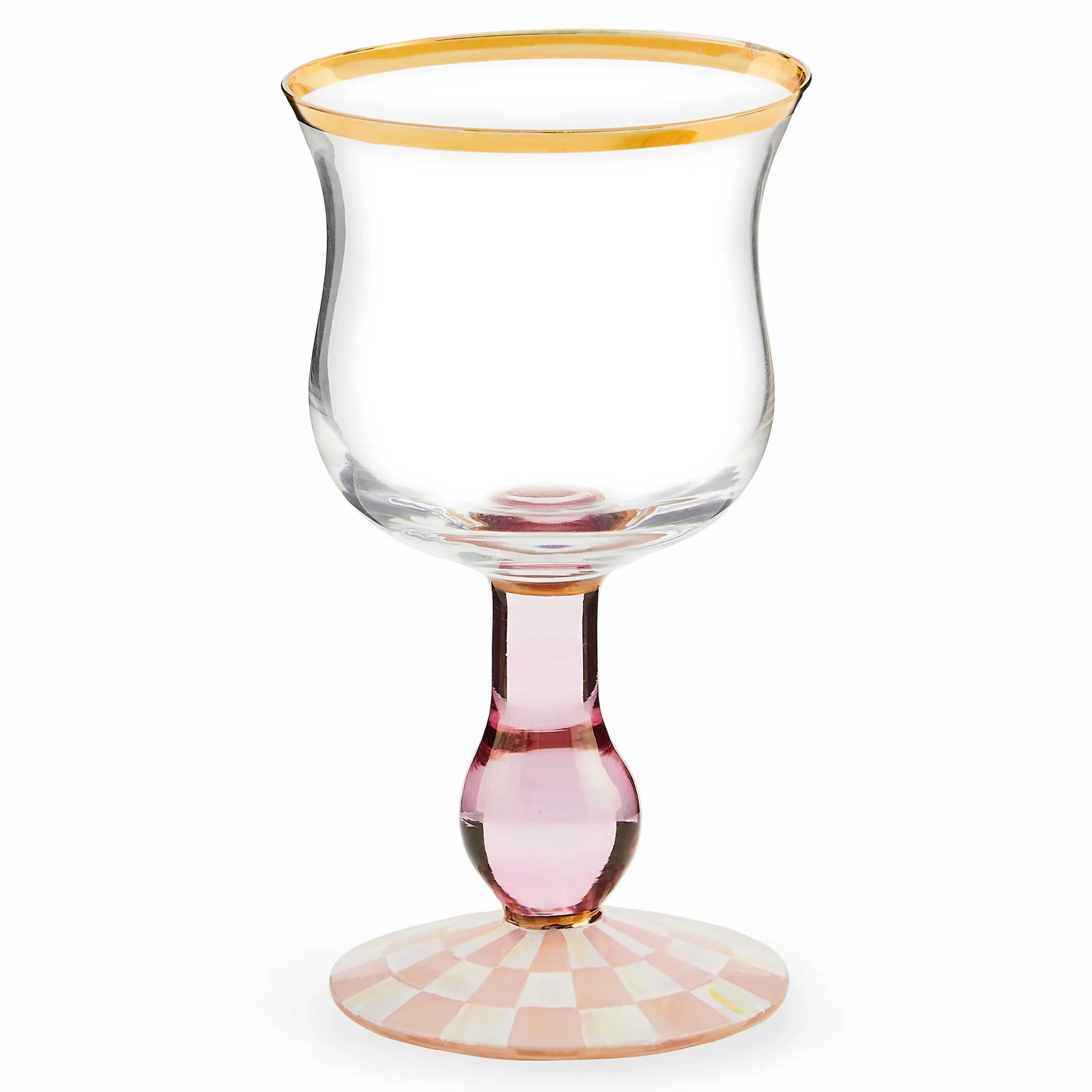 MacKenzie-Childs Rosy Check Wine Glass| Easter|Spring