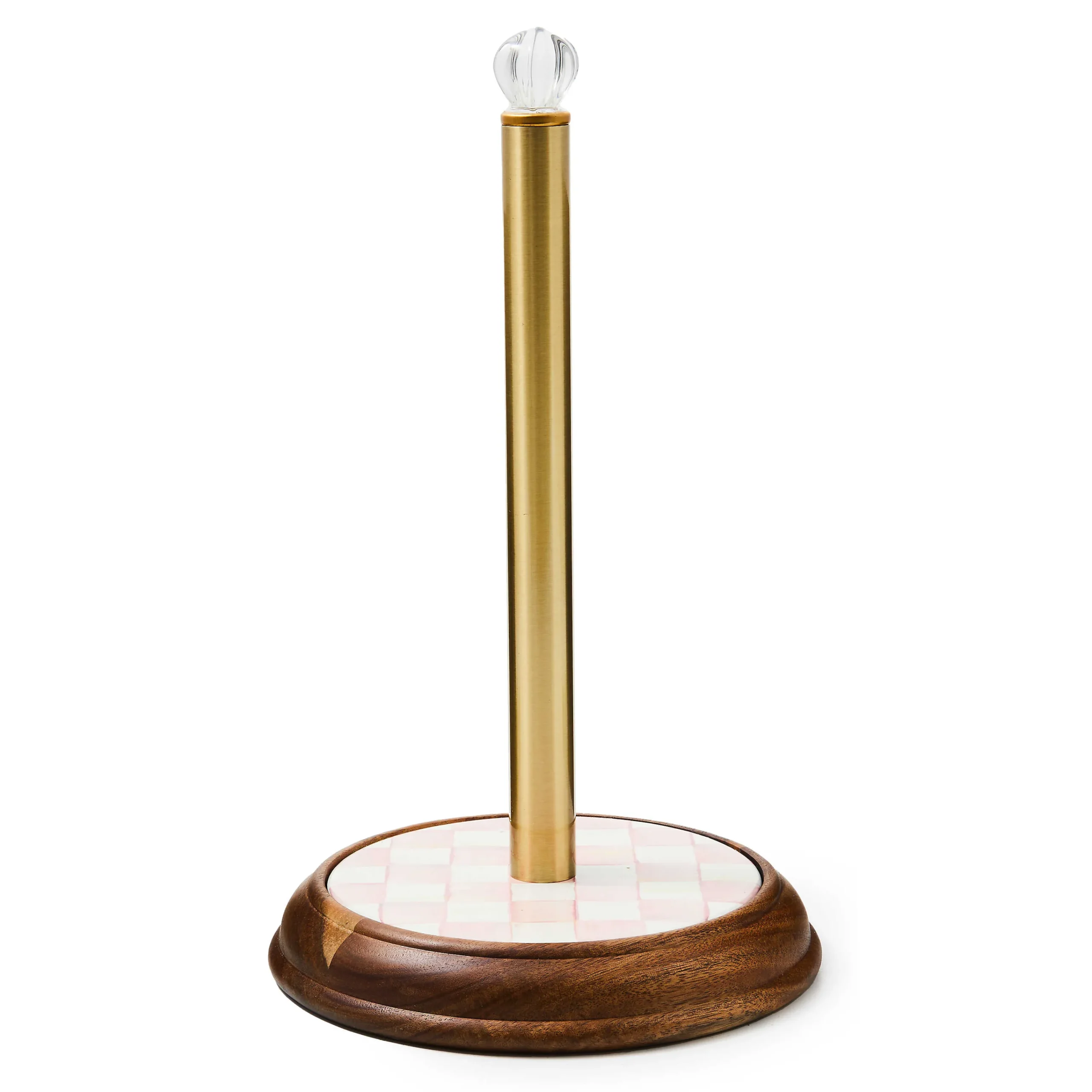 MacKenzie-Childs Rosy Check Wood Paper Towel Holder| Kitchen Storage & Organization