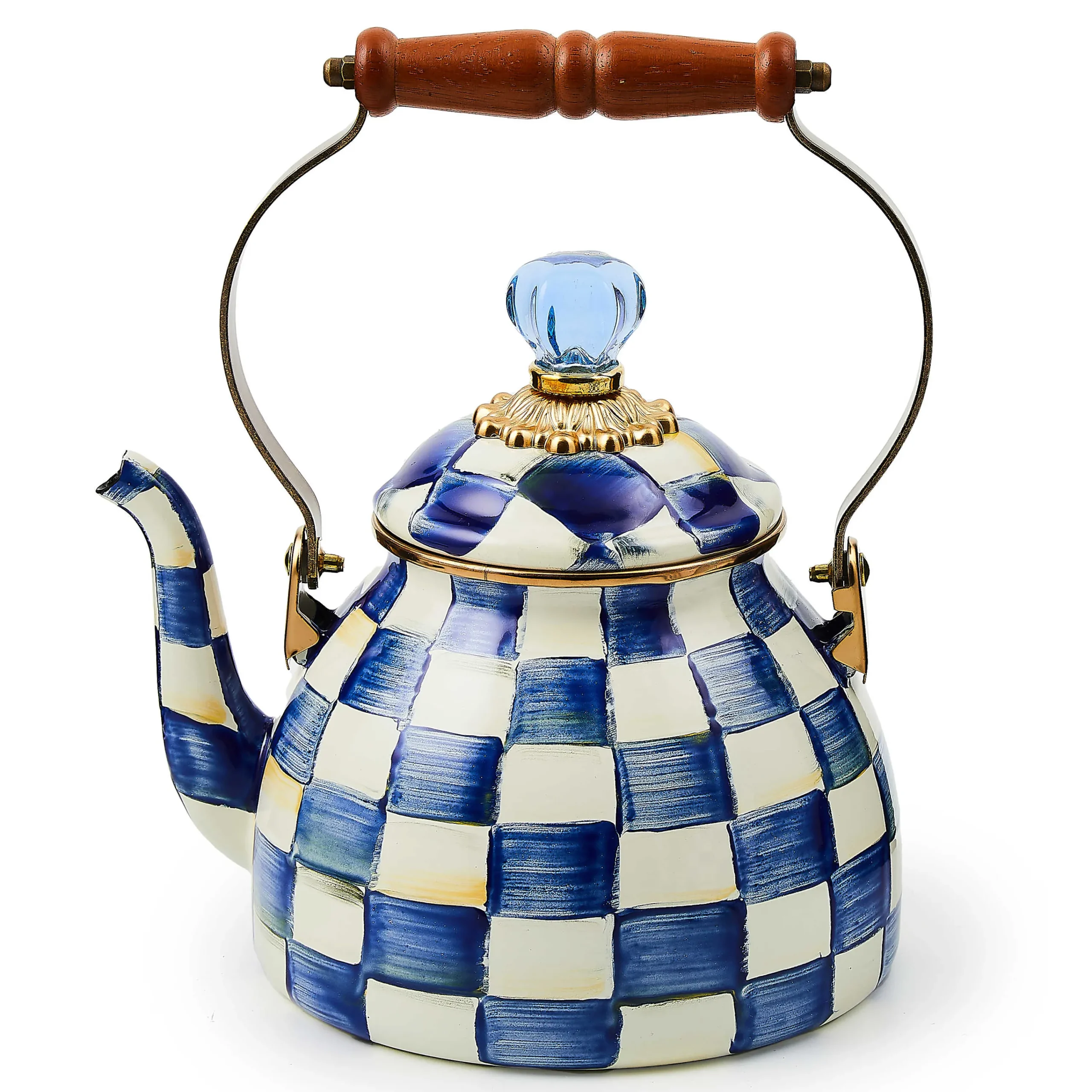 MacKenzie-Childs Royal Check 2 Quart Tea Kettle| The Coffee Shop|Tea Kettles