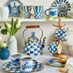 MacKenzie-Childs Royal Check 2 Quart Tea Kettle| The Coffee Shop|Tea Kettles