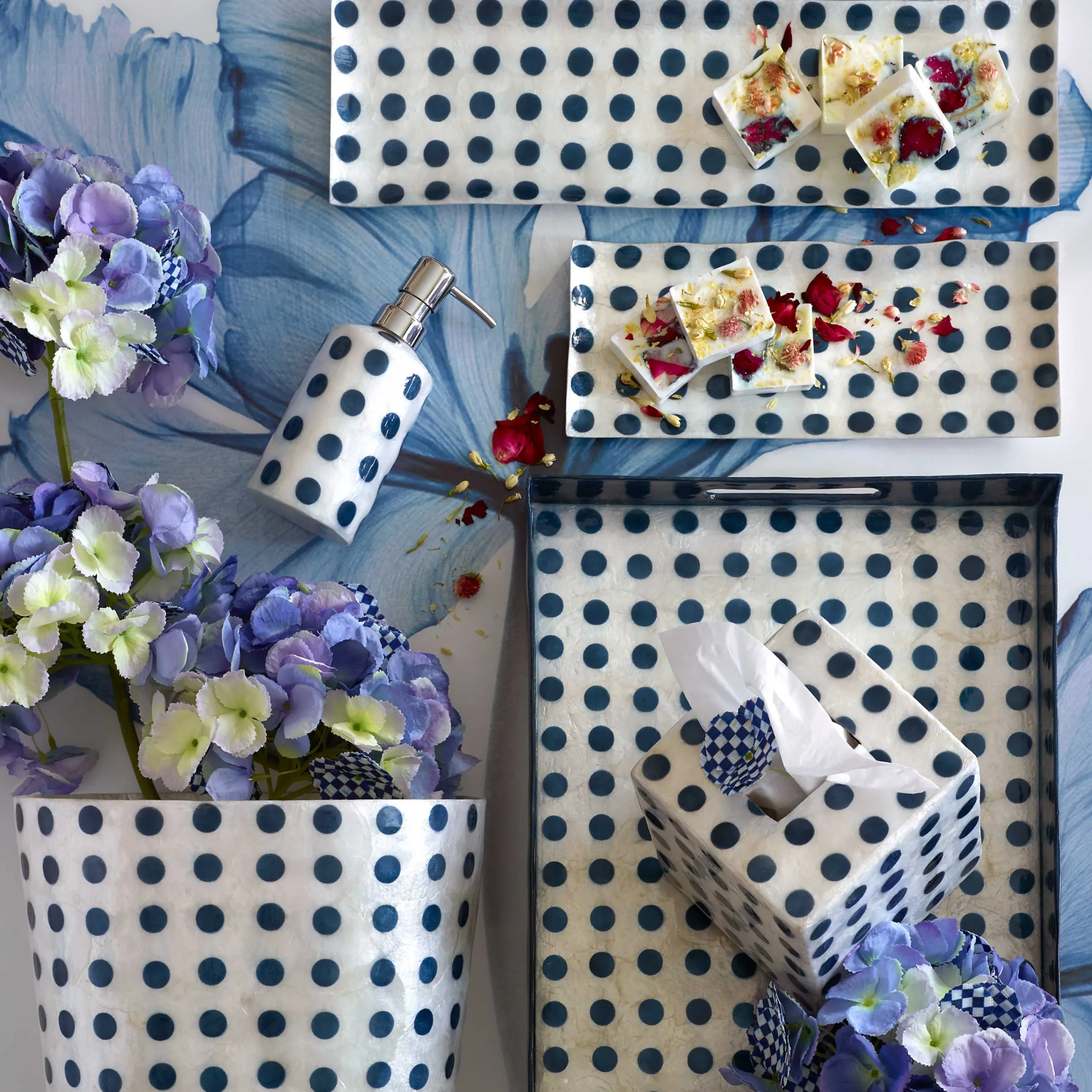 MacKenzie-Childs Royal Check Blue Hydrangea| Spring|Greenery & Florals