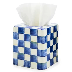 MacKenzie-Childs Royal Check Boutique Tissue Box Cover| Bath & Bath Accessories|Room Accents