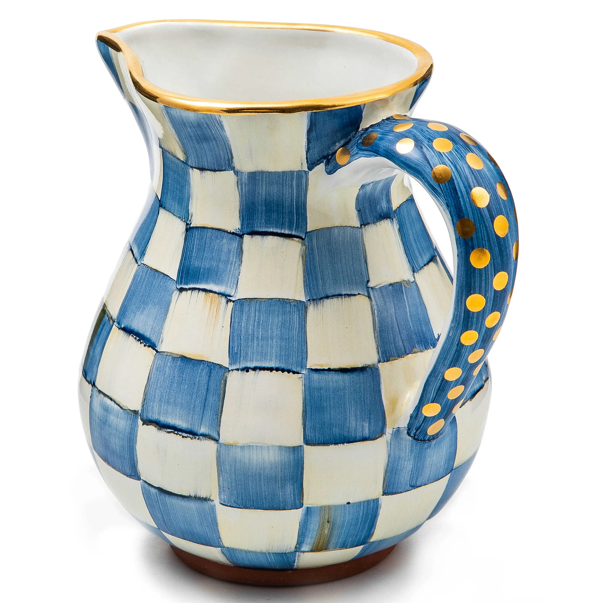 MacKenzie-Childs Royal Check Ceramic Portly Pitcher| Bar Entertaining|Serveware