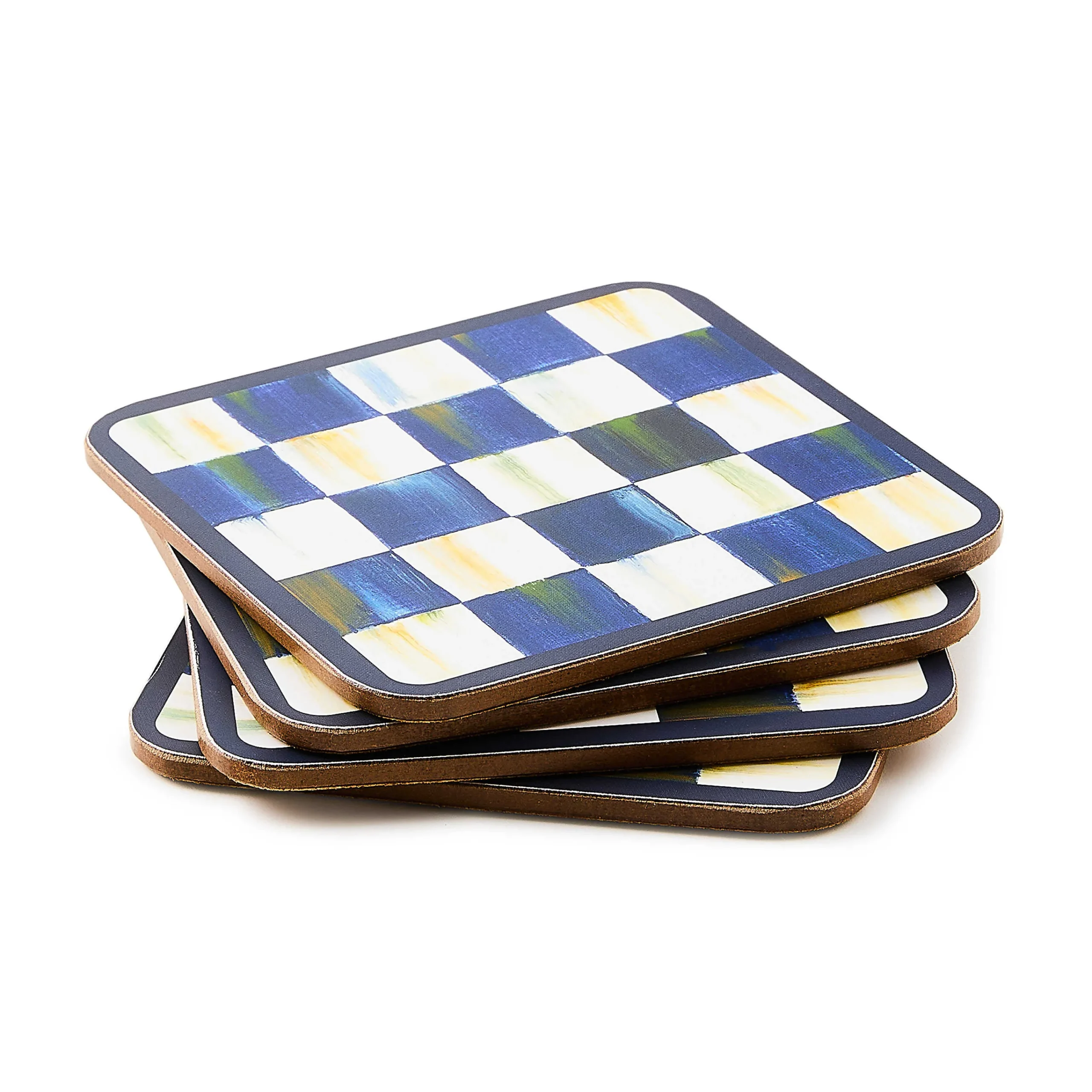 MacKenzie-Childs Royal Check Cork Back Coasters, Set of 4| Table Accessories|Kitchen & Table Linens