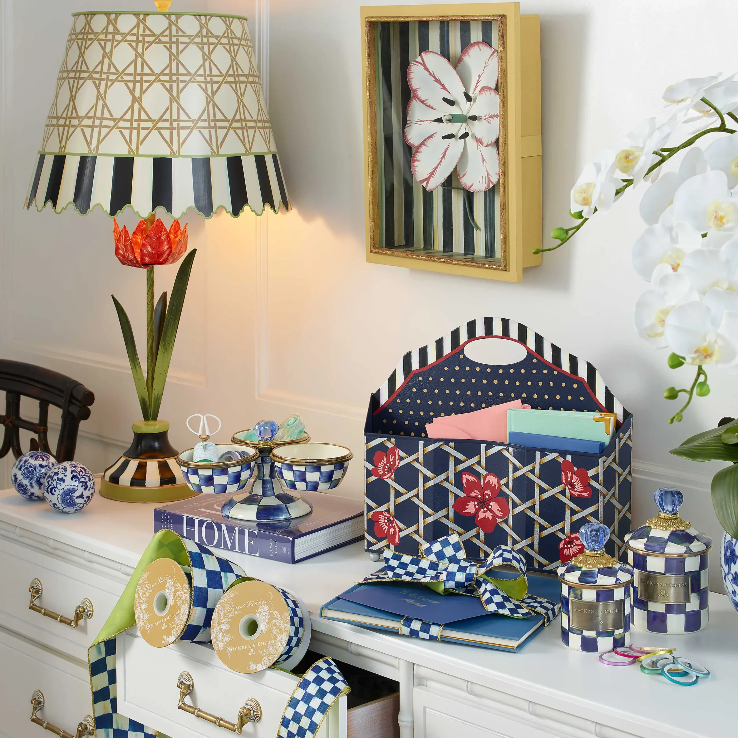 MacKenzie-Childs Royal Check Demi Canister| Room Accents|Kitchen Storage & Organization