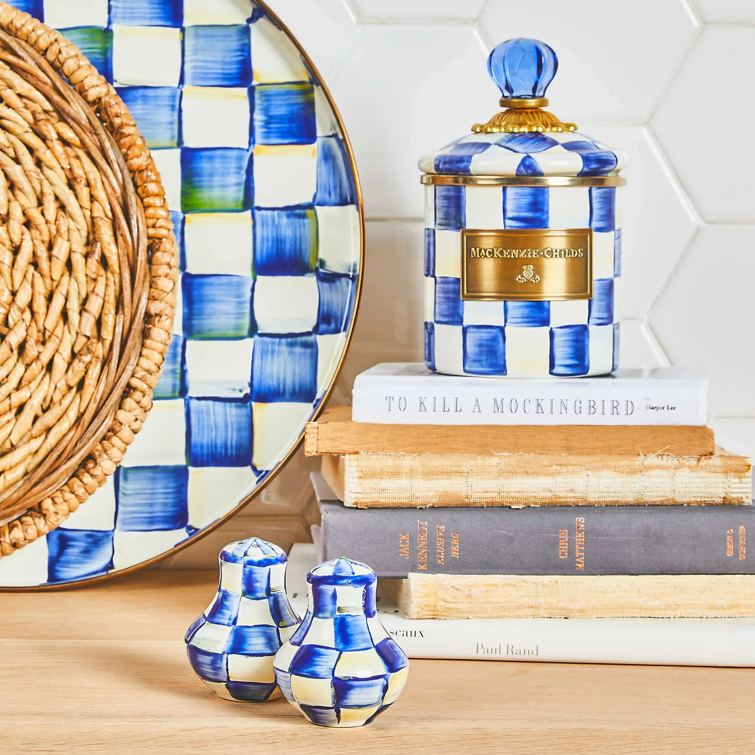 MacKenzie-Childs Royal Check Demi Canister| Room Accents|Kitchen Storage & Organization