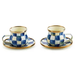 MacKenzie-Childs Royal Check Espresso Cup  Saucer Set| The Coffee Shop|Drinkware