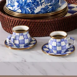 MacKenzie-Childs Royal Check Espresso Cup  Saucer Set| The Coffee Shop|Drinkware