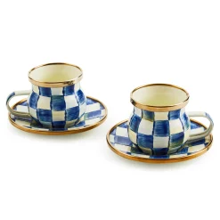 MacKenzie-Childs Royal Check Espresso Cup Saucer Set| The Coffee Shop|Drinkware