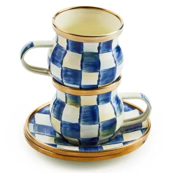 MacKenzie-Childs Royal Check Espresso Cup Saucer Set| The Coffee Shop|Drinkware