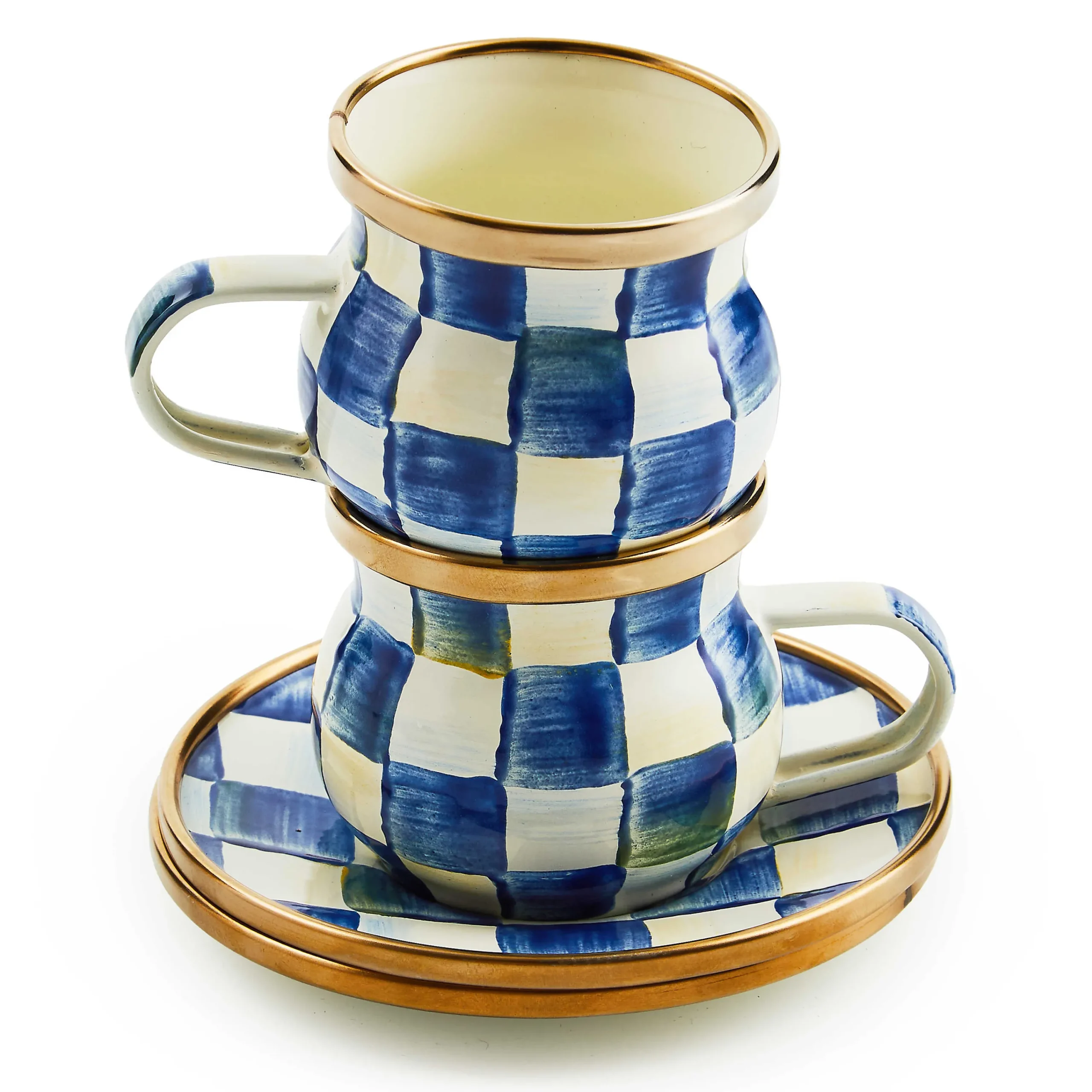 MacKenzie-Childs Royal Check Espresso Cup Saucer Set| The Coffee Shop|Drinkware