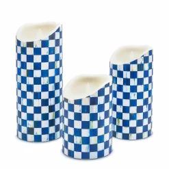 MacKenzie-Childs Royal Check Flicker 6 Pillar Candle| Candles & Fragrances|Table Accessories