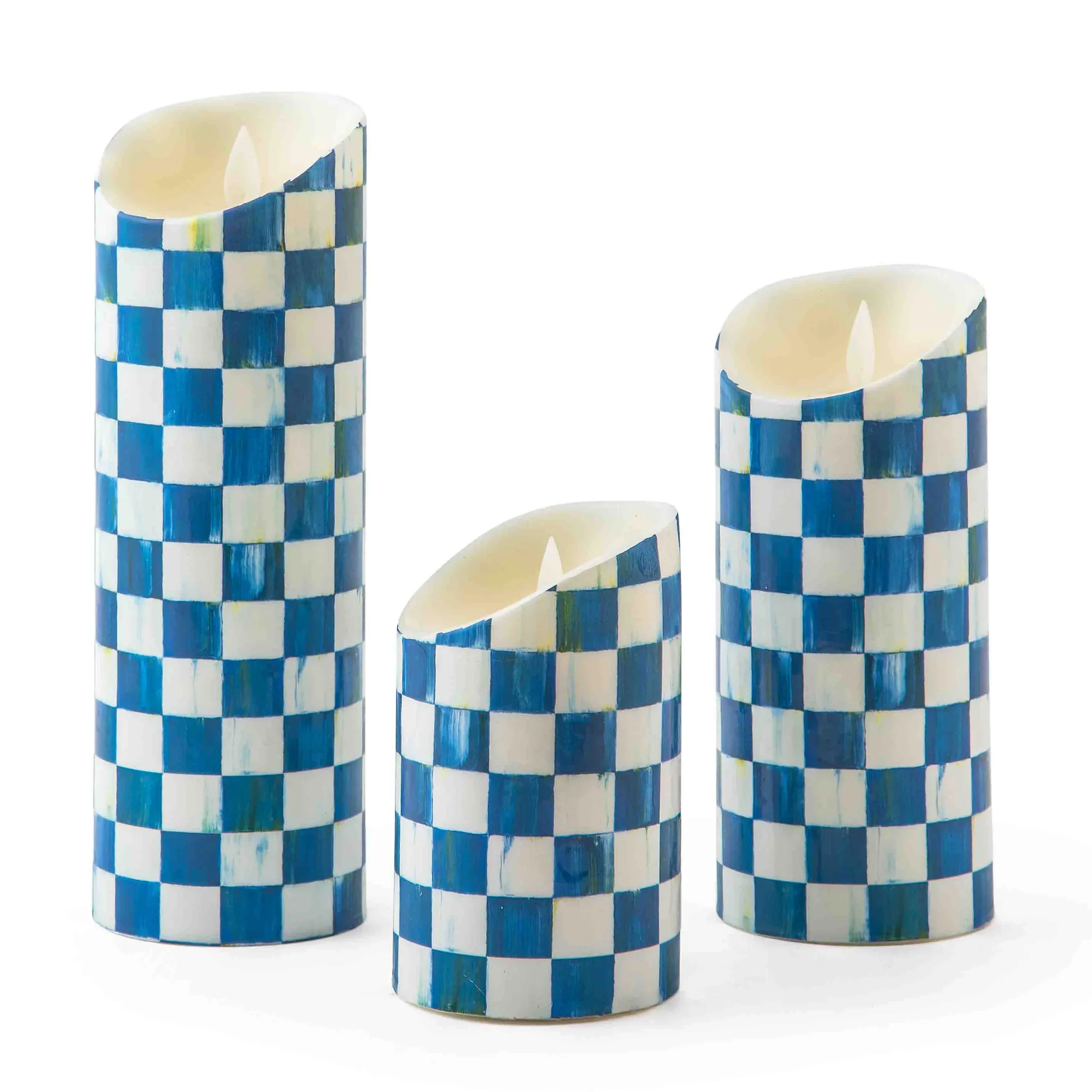 MacKenzie-Childs Royal Check Flicker Candles - Set of 3| Decor Sets|Candles & Fragrances