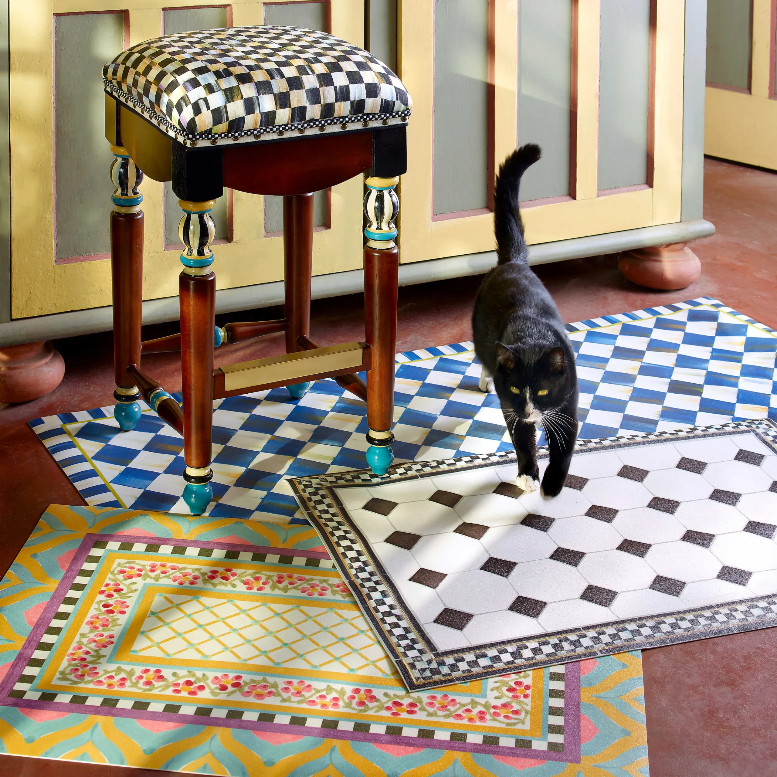 MacKenzie-Childs Royal Check Floor Mat - 3' x 5'| Rugs