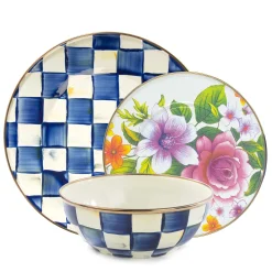 MacKenzie-Childs Royal Check Flower Market White Mix - 3-Piece Place Setting| Kitchen & Dining Sets|Dinnerware & Flatware