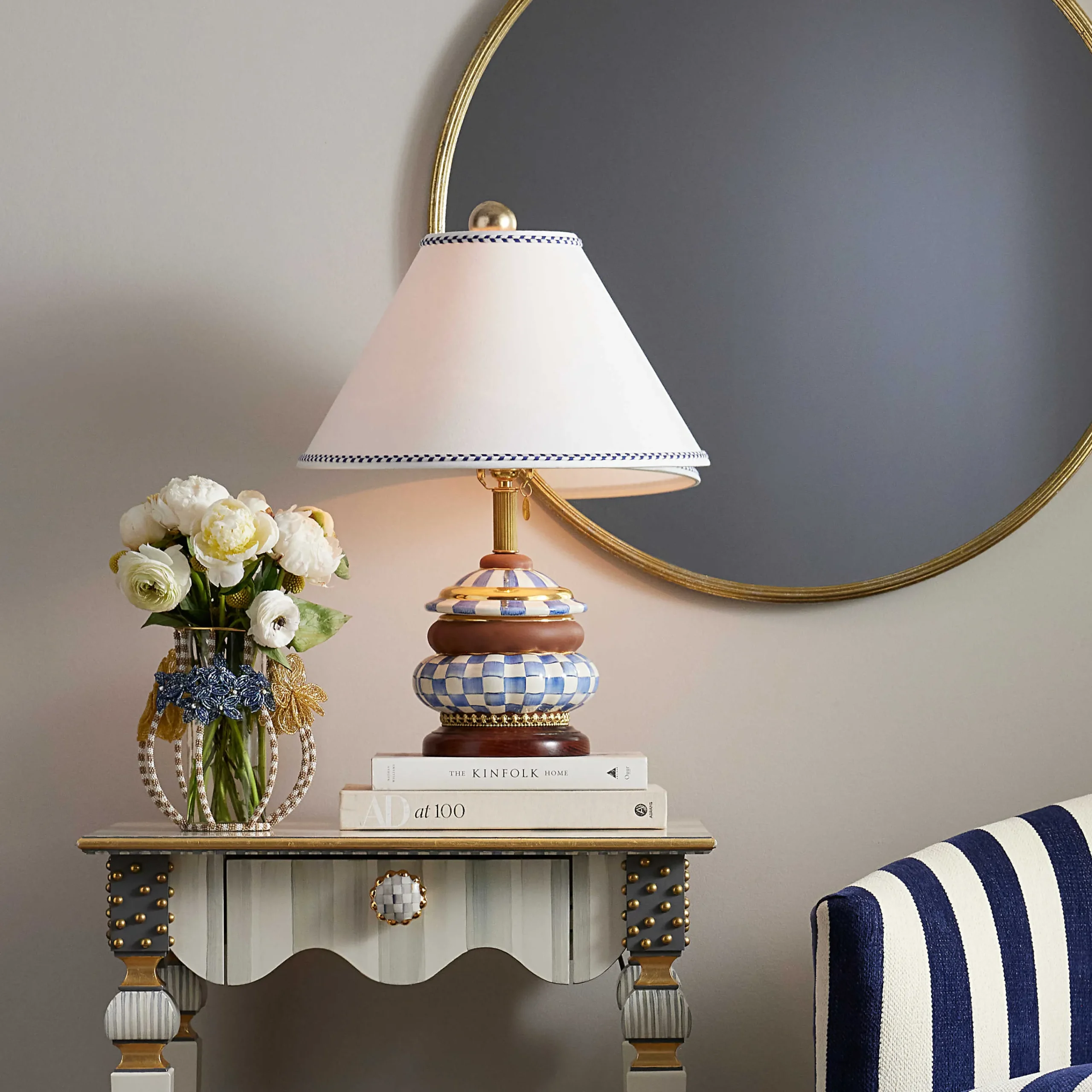 MacKenzie-Childs Royal Check Groovy Table Lamp| Lighting