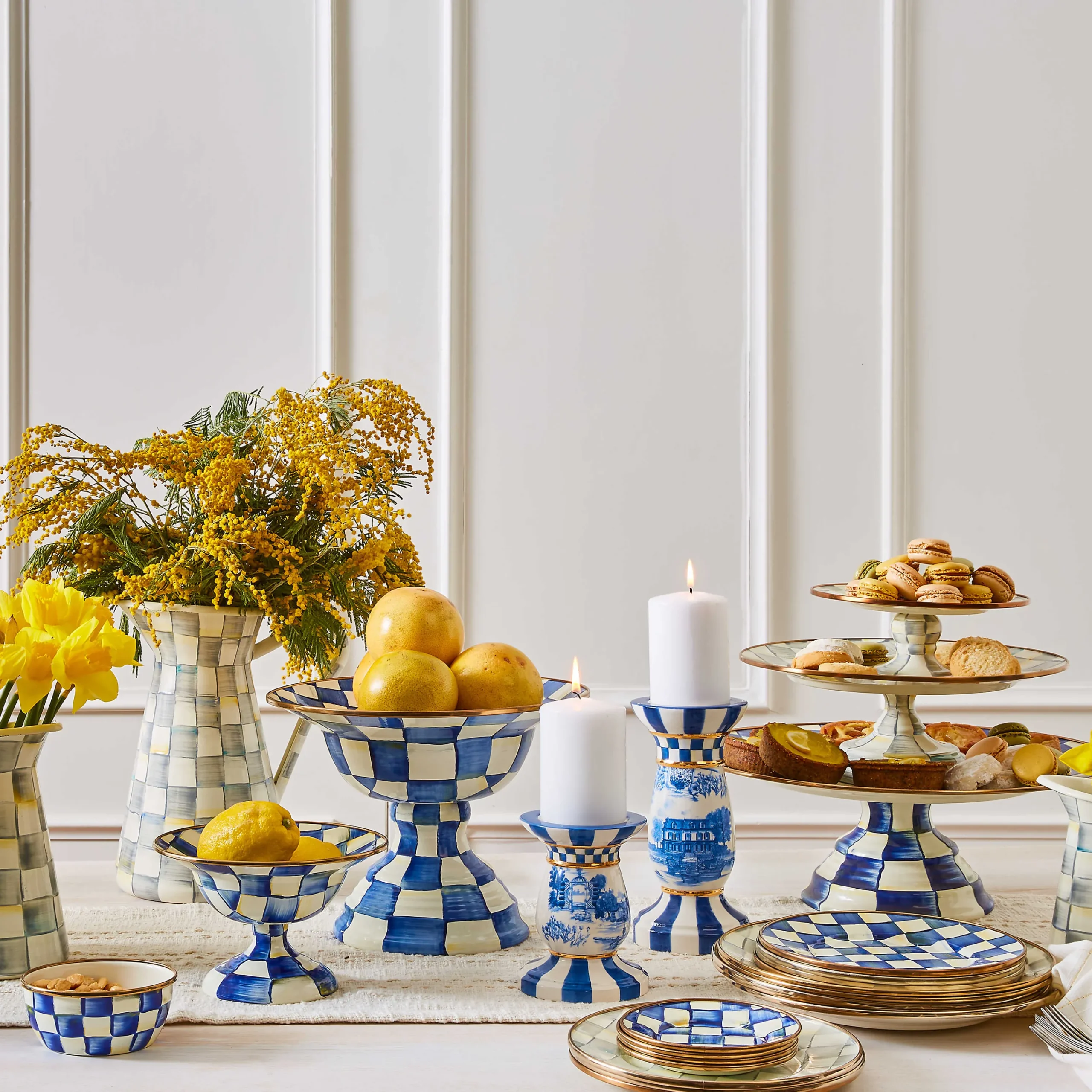 MacKenzie-Childs Royal Check Large Compote| Serveware