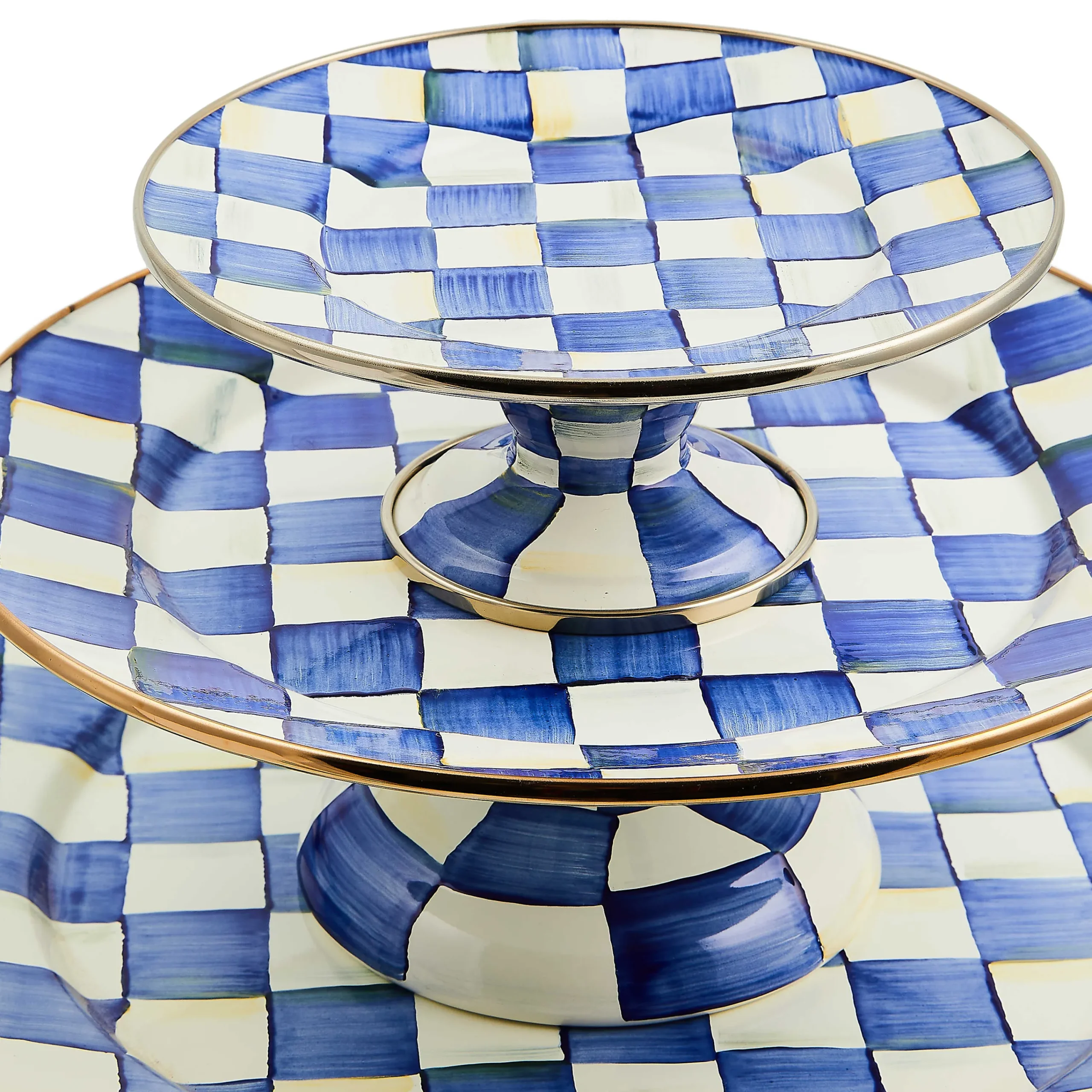 MacKenzie-Childs Royal Check Large Pedestal Platter| Serveware