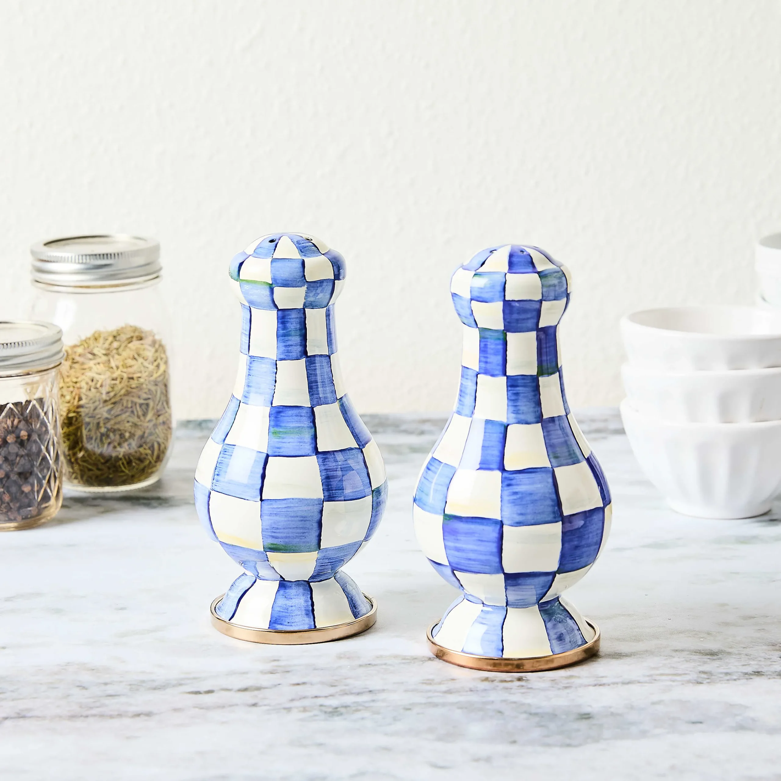 MacKenzie-Childs Royal Check Large Salt Pepper Shakers| Table Accessories|Serveware