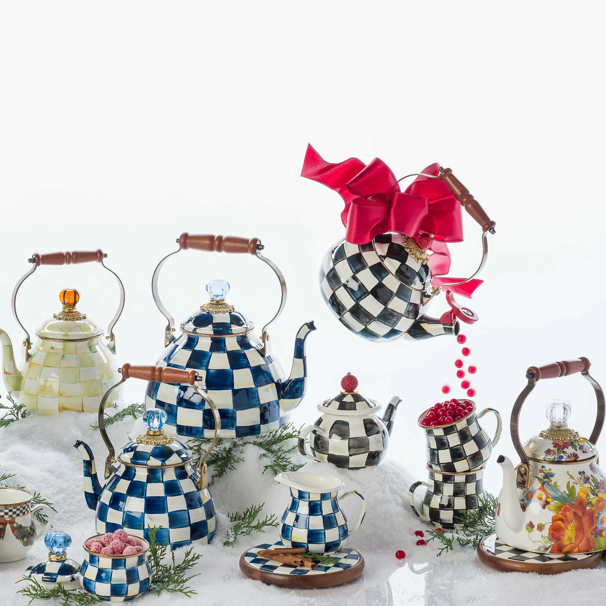 MacKenzie-Childs Royal Check Lidded Sugar Bowl| The Coffee Shop|Serveware