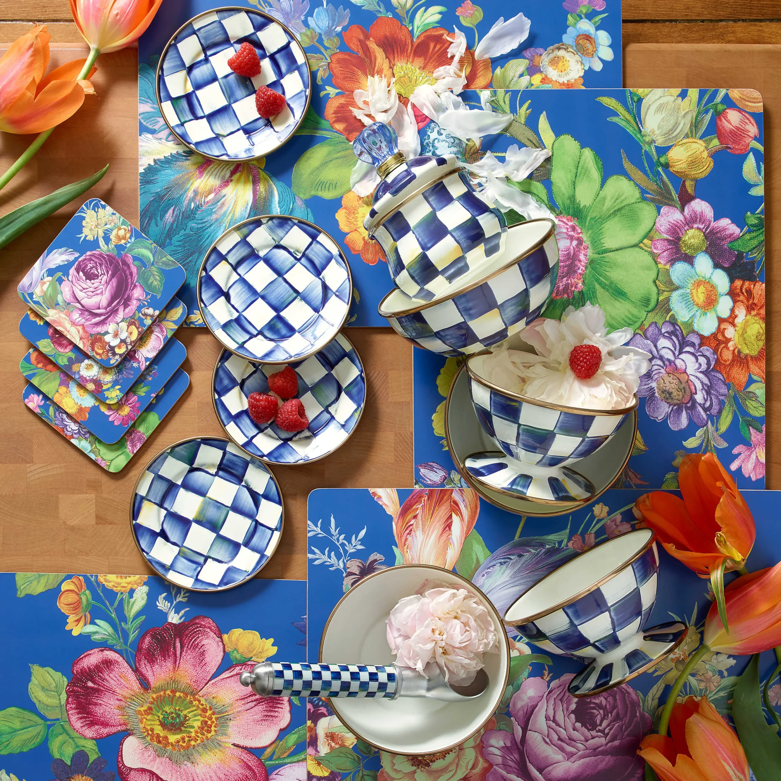 MacKenzie-Childs Royal Check Lidded Sugar Bowl| The Coffee Shop|Serveware