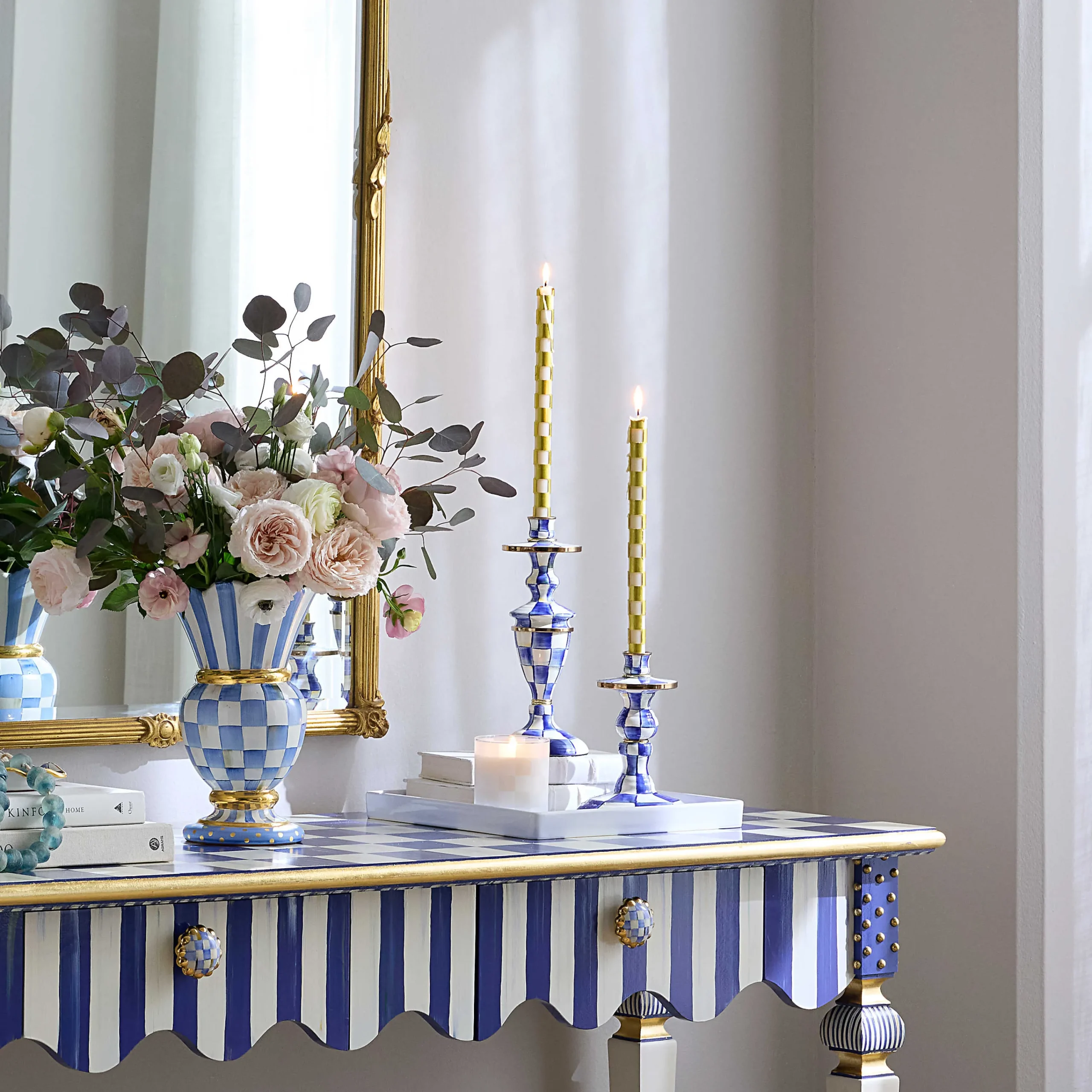 MacKenzie-Childs Royal Check Medium Candlestick| Candles & Fragrances