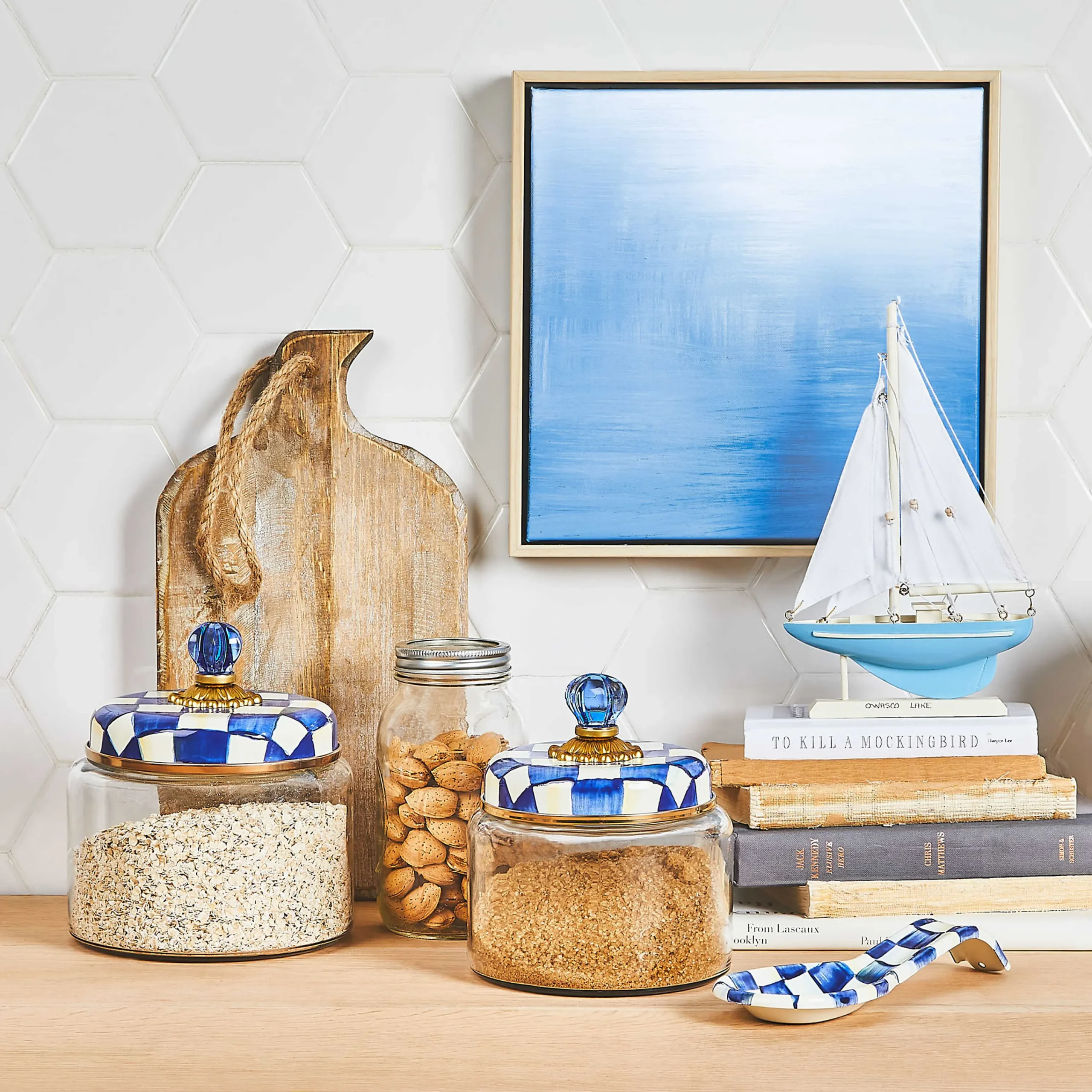 MacKenzie-Childs Royal Check Medium Kitchen Canister| Room Accents|Kitchen Storage & Organization