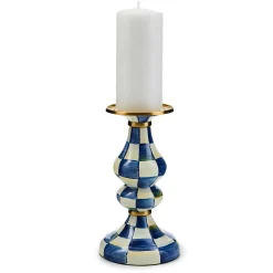 MacKenzie-Childs Royal Check Medium Pillar Candlestick| Candles & Fragrances