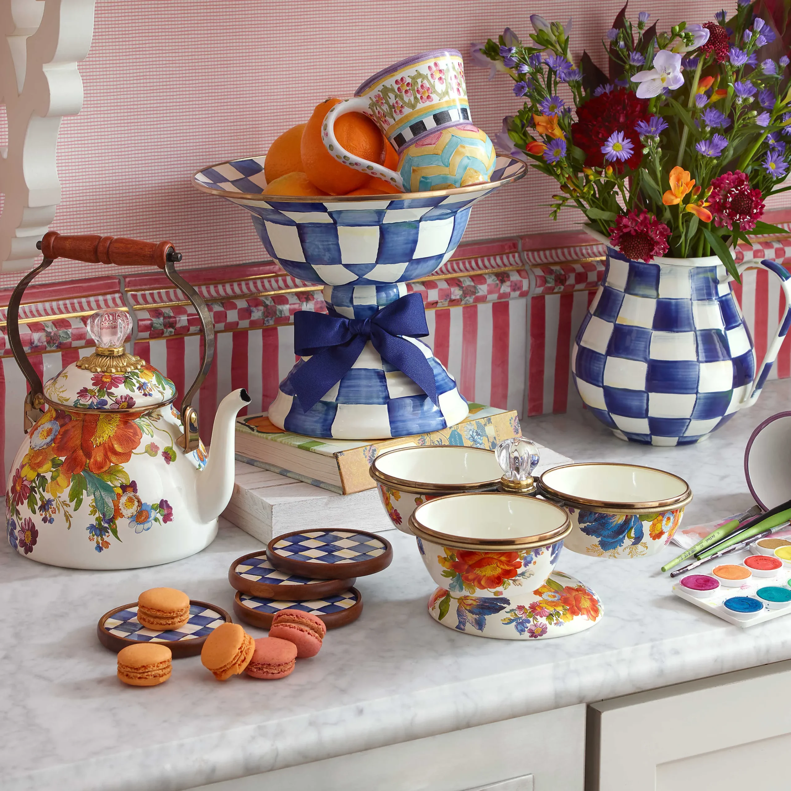 MacKenzie-Childs Royal Check Pitcher| Bar Entertaining|Serveware
