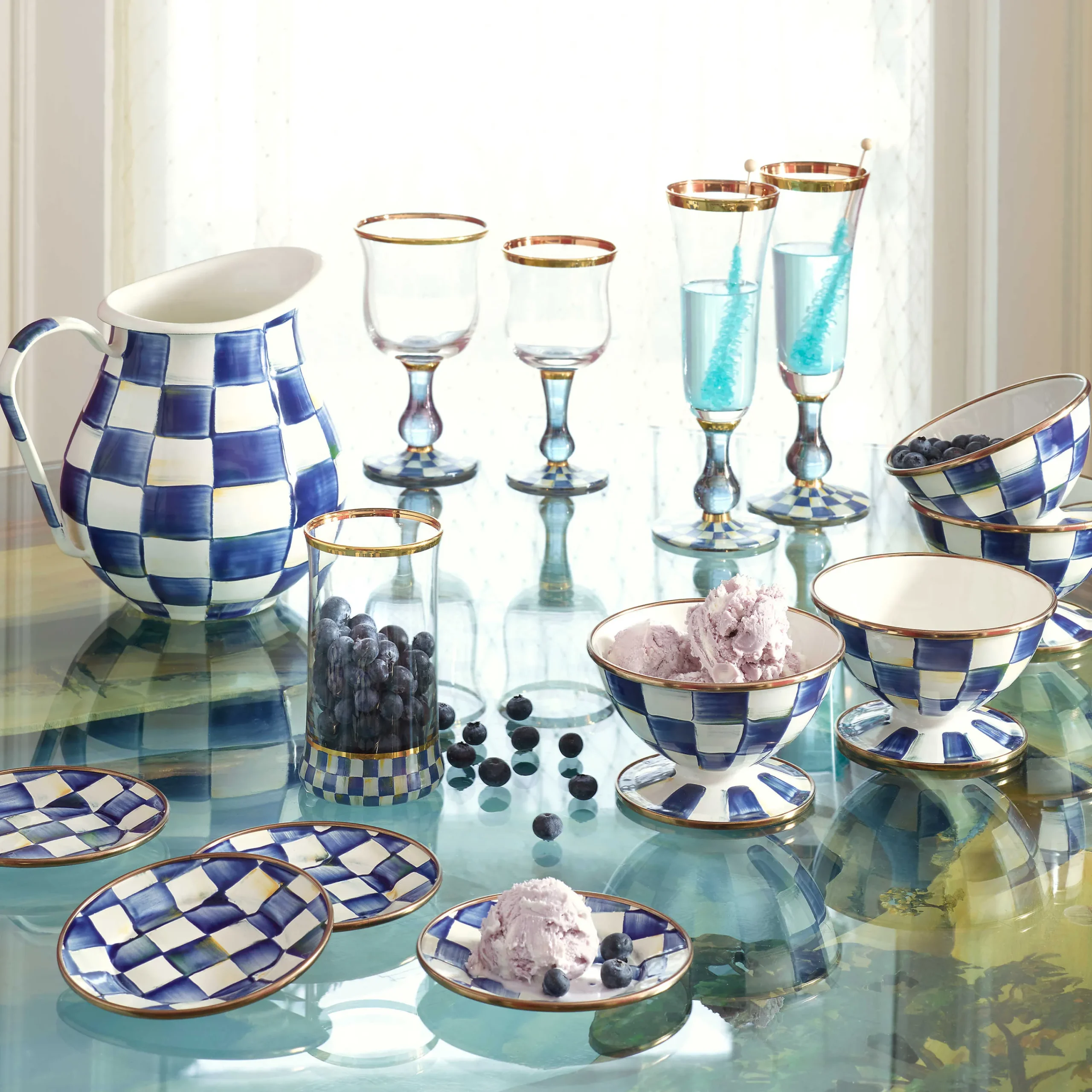 MacKenzie-Childs Royal Check Pitcher| Bar Entertaining|Serveware