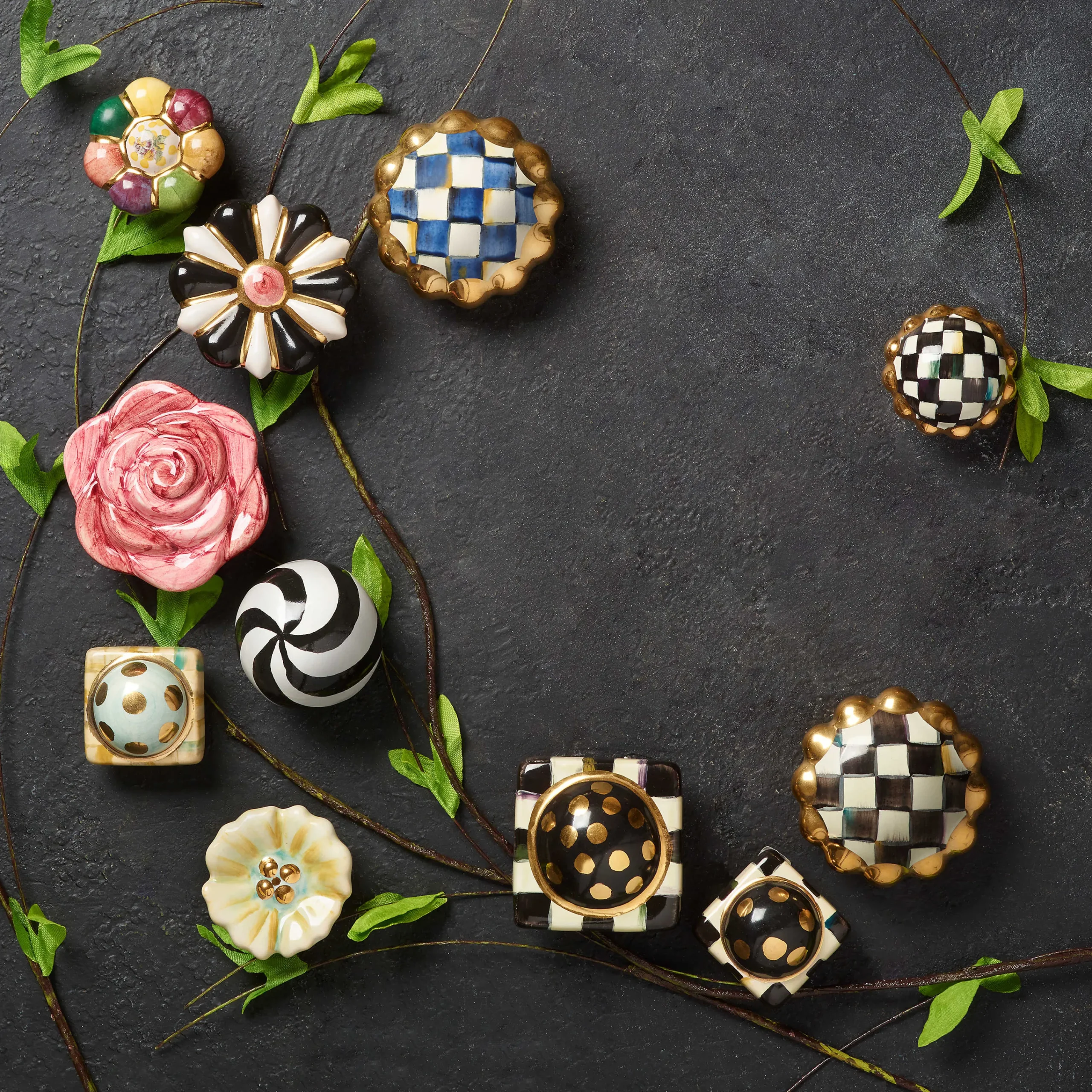 MacKenzie-Childs Royal Check Round Knob| Finishing Touches|Room Accents