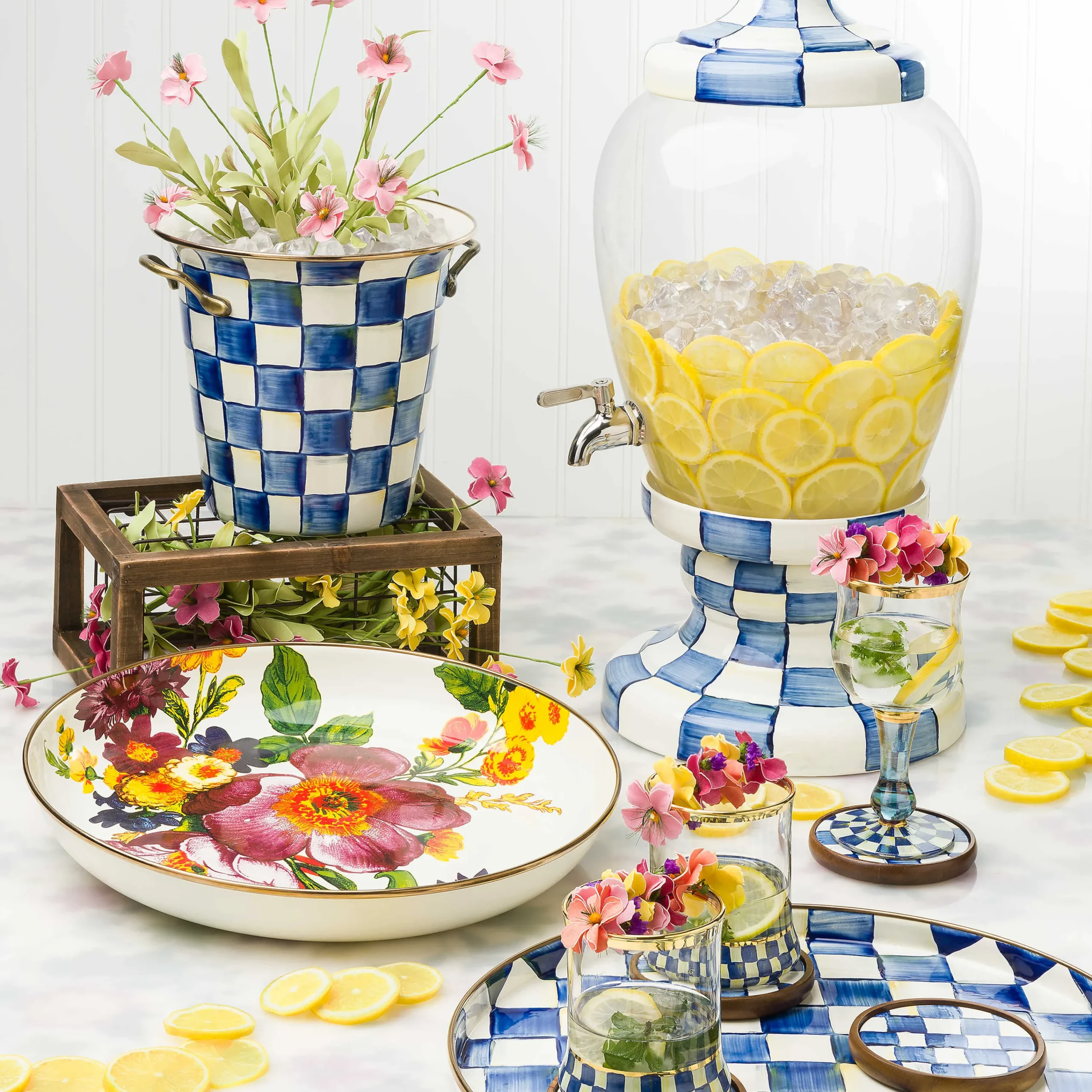 MacKenzie-Childs Royal Check Round Tray| The Coffee Shop|Bar Entertaining