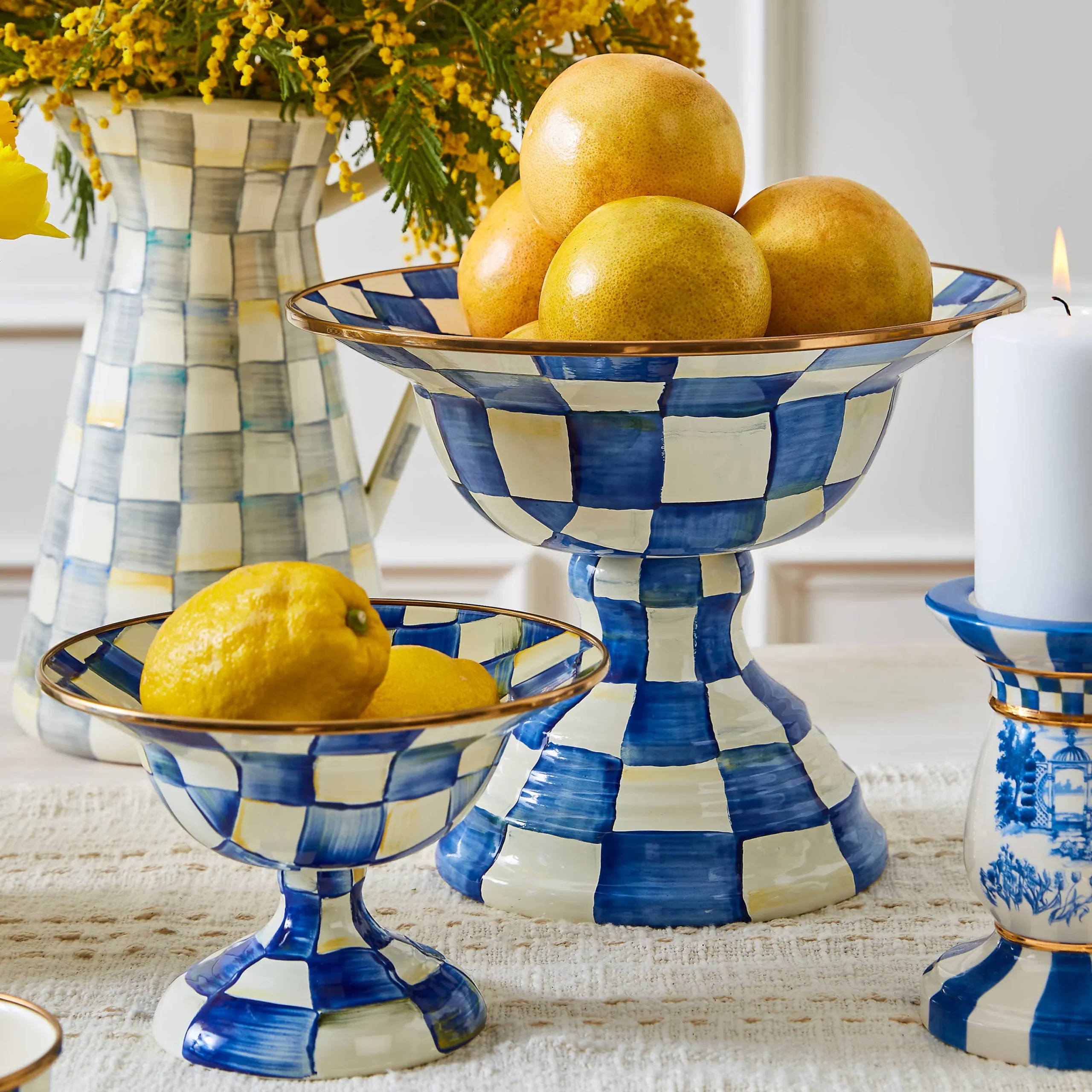 MacKenzie-Childs Royal Check Small Compote| Serveware