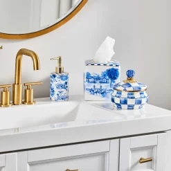 MacKenzie-Childs Royal Check Squashed Pot| Bath & Bath Accessories|Room Accents