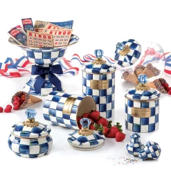 MacKenzie-Childs Royal Check Squashed Pot| Bath & Bath Accessories|Room Accents