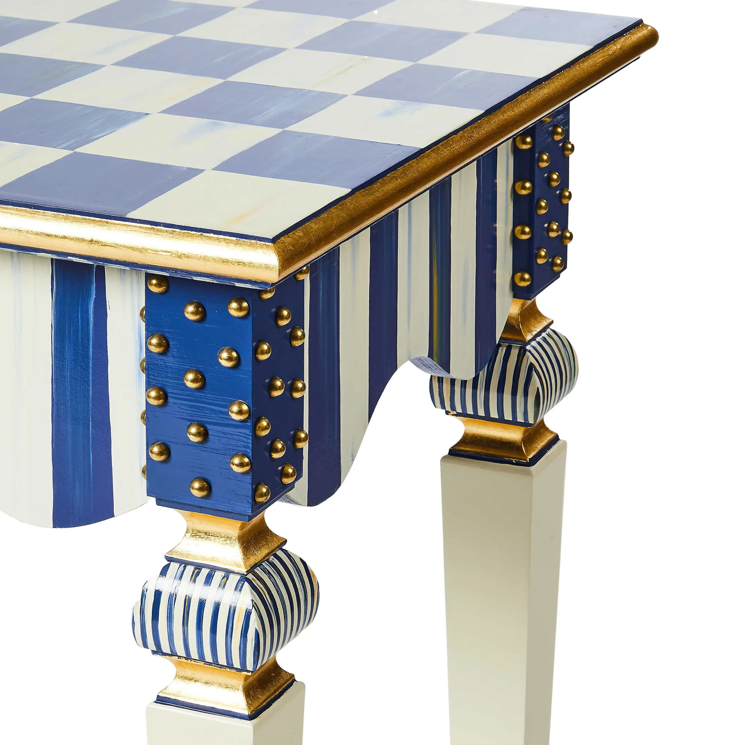 MacKenzie-Childs Royal Check Stripe Console Table| Storage Furniture|Living Room