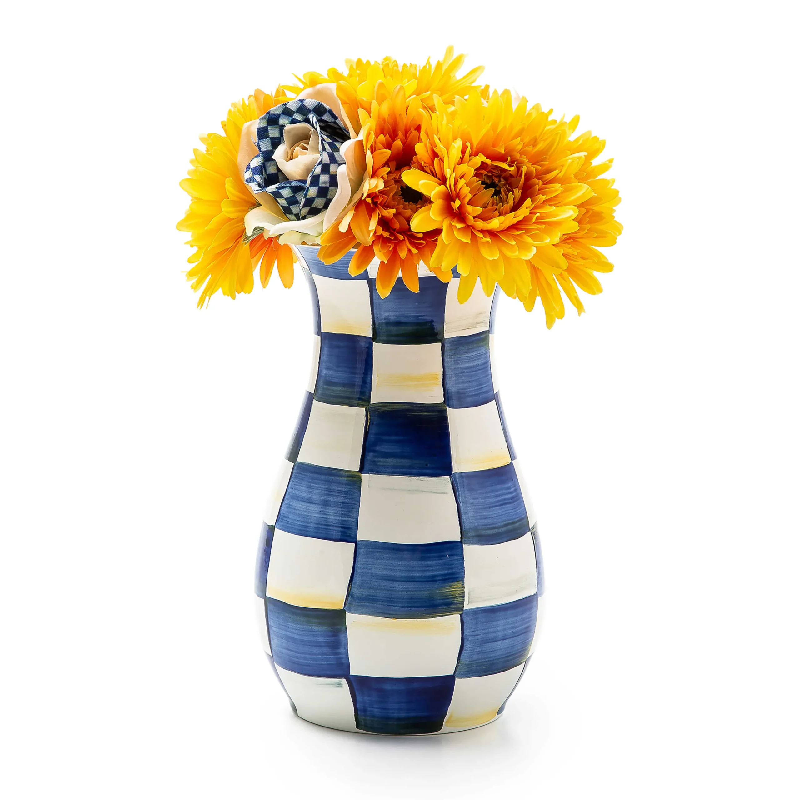 MacKenzie-Childs Royal Check Tall Vase Bouquet Set| Spring|Greenery & Florals