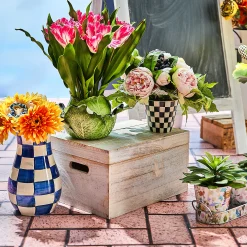 MacKenzie-Childs Royal Check Tall Vase  Bouquet Set| Spring|Greenery & Florals